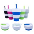 Folding silicone straw cup 350ml